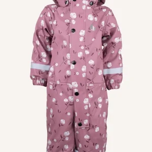 LEKHYTTAN RAIN BABY OVERALL, FLEECE - DAHLIA/WHITE