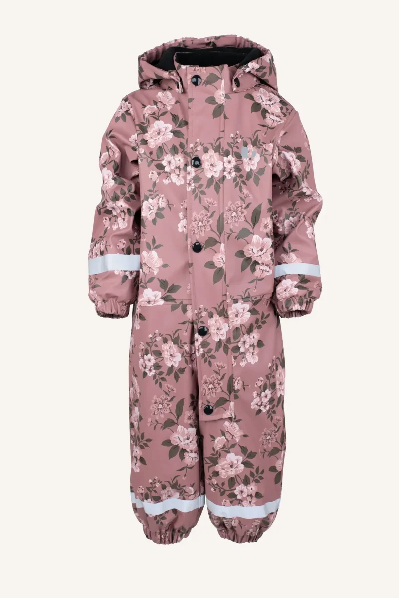 LEKHYTTAN RAIN BABY OVERALL, FLEECE - ROSE/BROWN
