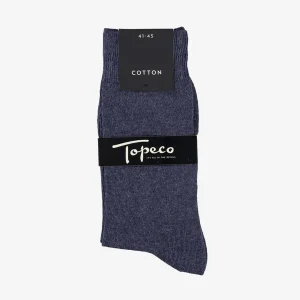 SOCK SOLID, COTTON, BLUE MELANGE