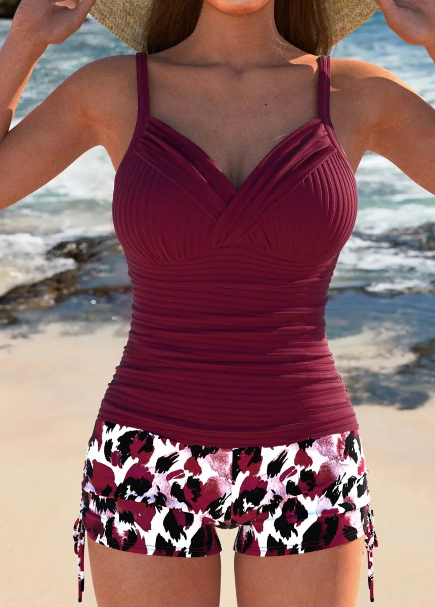 Vivi – Ribbad tankini med tryckt shorts - Bild 3