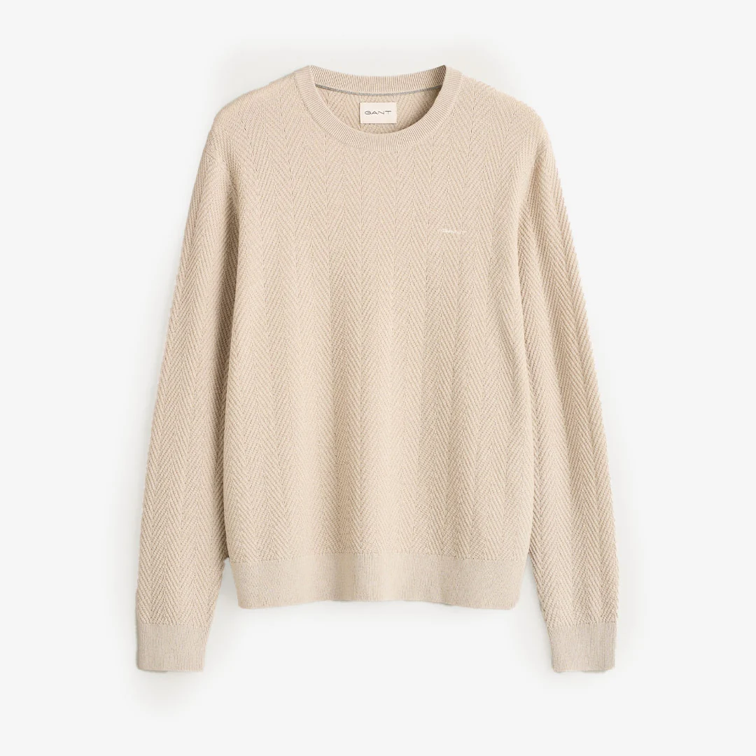 HERRINGBONE TEXTURED C-NECK