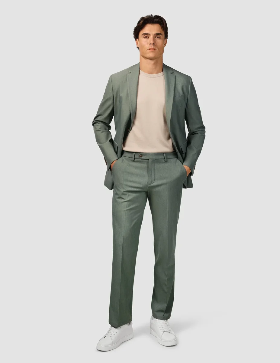 Essential Suit Pants Relaxed Fit Green Melange - Bild 6