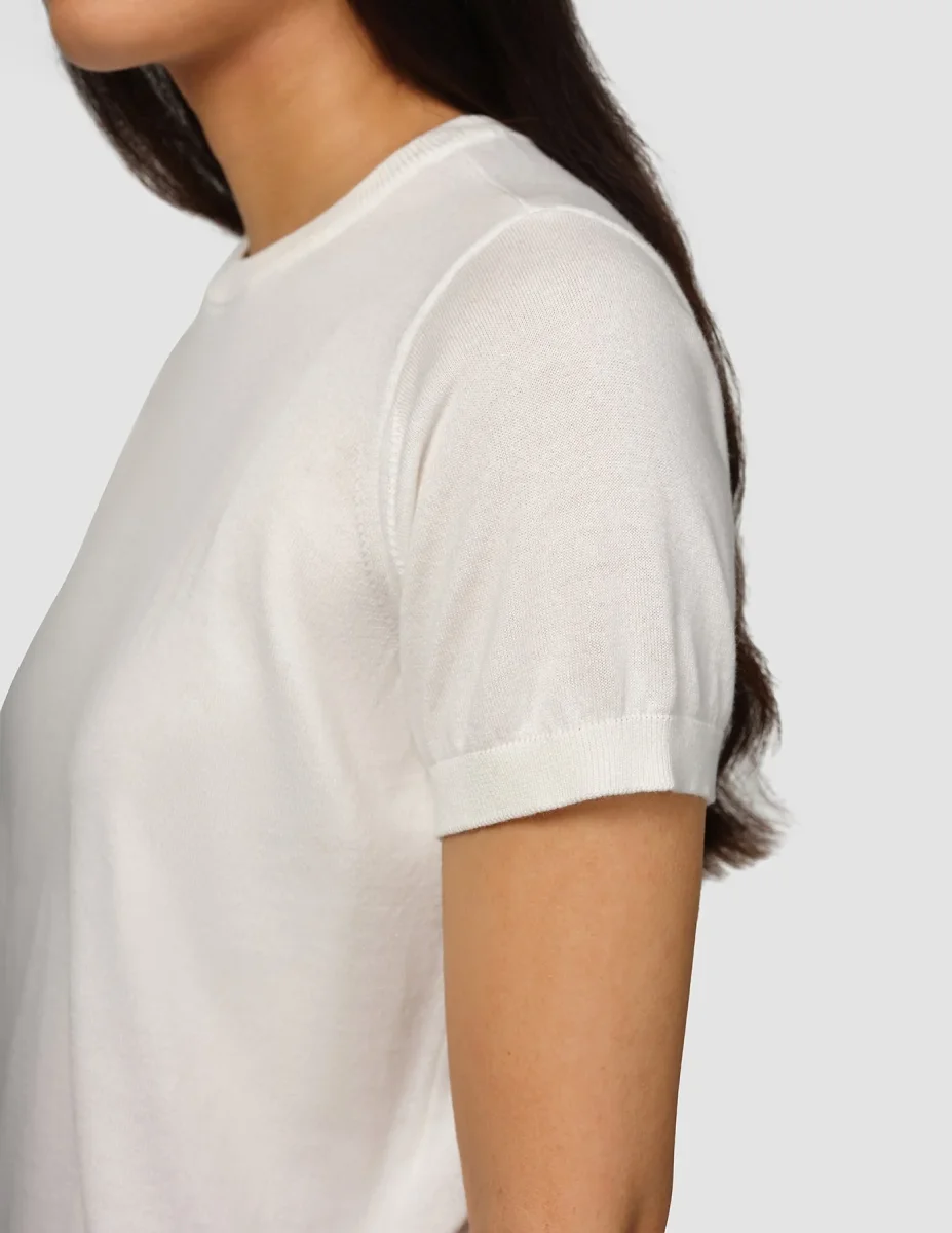 Fine Knit T-shirt Off White - Bild 6
