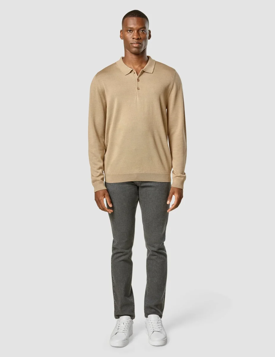 Premium Merino Long Sleeve Polo Sahara - Bild 3