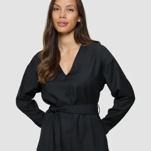 Women's Skye Belted Overshirt Black