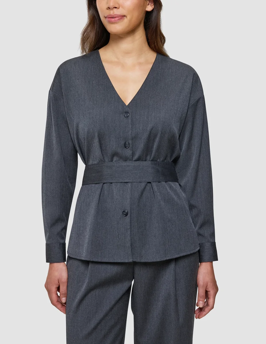 Women's Skye Belted Overshirt Charcoal Melange - Bild 6