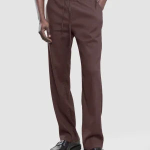 Refined Linen Pants Dark Brown